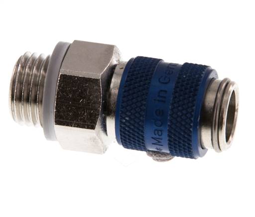 Latón niquelado DN 5 Acoplamiento de aire azul Enchufe G 1/4 pulg Macho