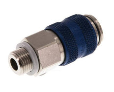 Latón niquelado DN 5 Enchufe de acoplamiento de aire azul G 1/8 pulgadas Macho
