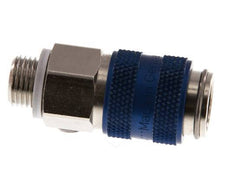 Latón niquelado DN 5 Enchufe de acoplamiento de aire azul G 1/8 pulgadas Macho