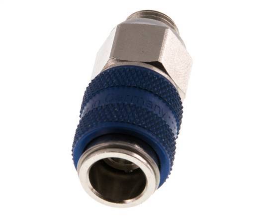 Latón niquelado DN 5 Enchufe de acoplamiento de aire azul G 1/8 pulgadas Macho
