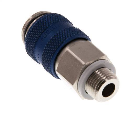 Latón niquelado DN 5 Enchufe de acoplamiento de aire azul G 1/8 pulgadas Macho