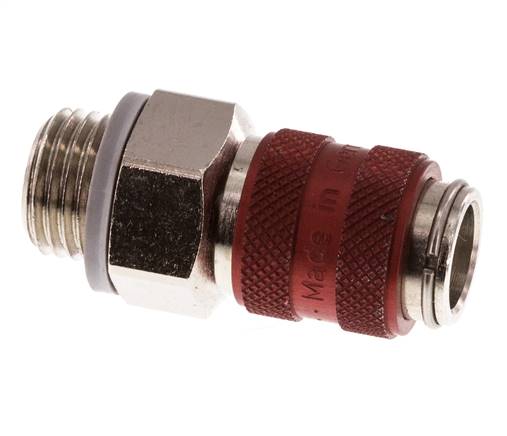 Latón niquelado DN 5 Rojo Acoplamiento de aire Enchufe G 1/4 pulgada Macho