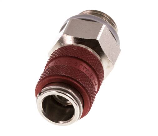 Latón niquelado DN 5 Rojo Acoplamiento de aire Enchufe G 1/4 pulgada Macho