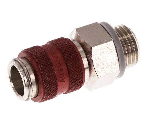 Latón niquelado DN 5 Rojo Acoplamiento de aire Enchufe G 1/4 pulgada Macho