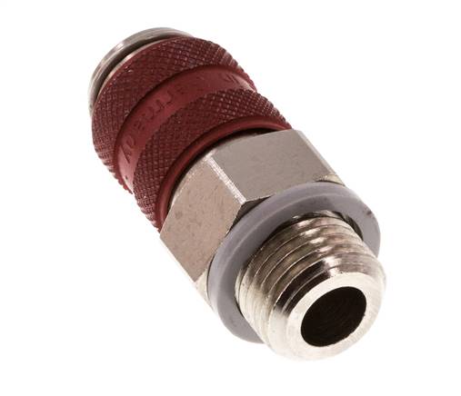 Latón niquelado DN 5 Rojo Acoplamiento de aire Enchufe G 1/4 pulgada Macho