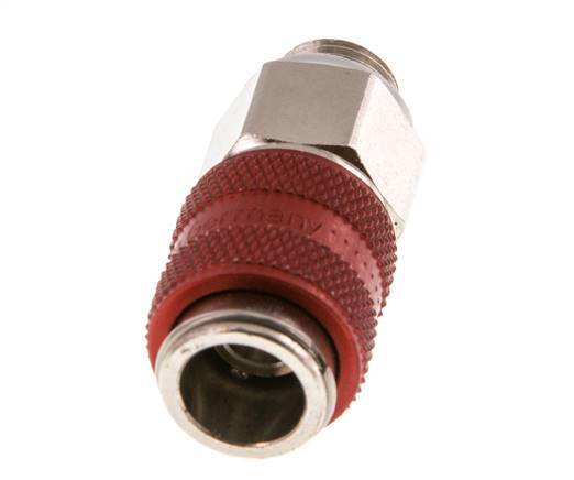 Latón niquelado DN 5 Rojo Enchufe de acoplamiento de aire G 1/8 pulgadas Macho