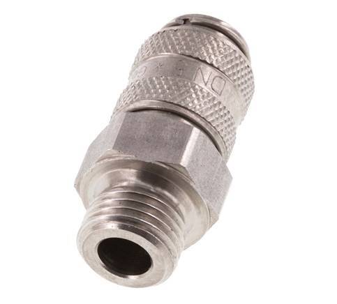 Acero inoxidable DN 5 Acoplamiento de aire Enchufe G 1/4 pulgada Macho Doble cierre