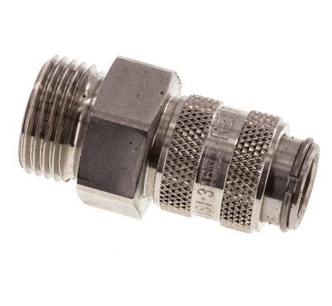 Acero inoxidable 316L DN 5 Acoplamiento de aire Enchufe G 3/8 pulgadas Macho Doble cierre