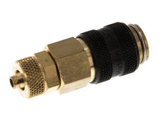 Latón DN 5 Negro Acoplamiento de Aire Toma 4x6 mm Tuerca de Unión Doble Cierre