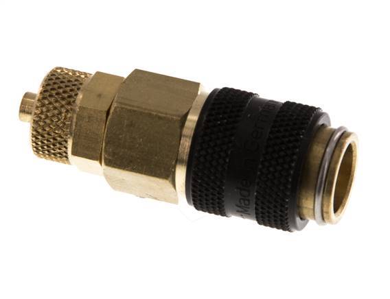 Latón DN 5 Negro Acoplamiento de Aire Toma 4x6 mm Tuerca de Unión Doble Cierre