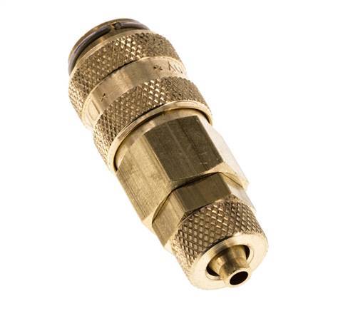 Latón DN 5 Acoplamiento de aire Toma 4x6 mm Tuerca de unión Doble cierre