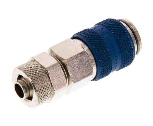 Latón niquelado DN 5 Azul Racor de acoplamiento de aire Tuerca de unión 6x8 mm Doble cierre