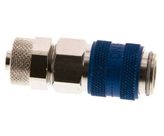 Latón niquelado DN 5 Azul Racor de acoplamiento de aire Tuerca de unión 6x8 mm Doble cierre