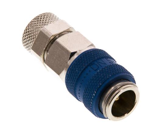 Latón niquelado DN 5 Azul Racor de acoplamiento de aire Tuerca de unión 6x8 mm Doble cierre