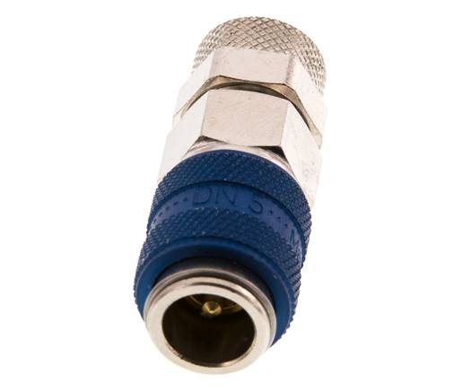 Latón niquelado DN 5 Azul Racor de acoplamiento de aire Tuerca de unión 6x8 mm Doble cierre