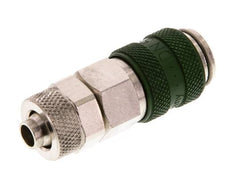 Latón niquelado DN 5 Verde Racor de acoplamiento de aire Tuerca de unión 6x8 mm Doble cierre