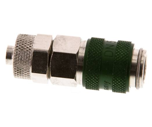 Latón niquelado DN 5 Verde Racor de acoplamiento de aire Tuerca de unión 6x8 mm Doble cierre