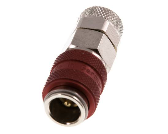 Latón niquelado DN 5 Rojo Racor de acoplamiento de aire Tuerca de unión 6x8 mm Doble cierre