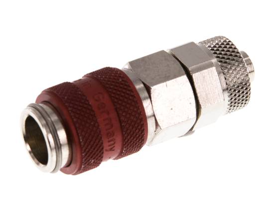 Latón niquelado DN 5 Rojo Racor de acoplamiento de aire Tuerca de unión 6x8 mm Doble cierre