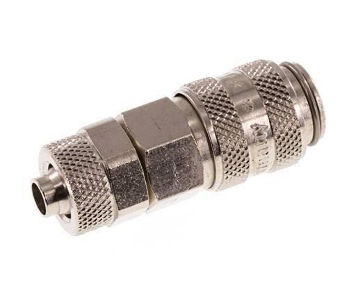 Latón niquelado DN 5 Racor de acoplamiento de aire Tuerca de unión 6x8 mm Cierre doble