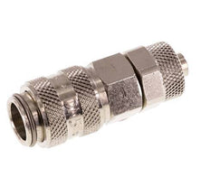 Latón niquelado DN 5 Racor de acoplamiento de aire Tuerca de unión 6x8 mm Cierre doble