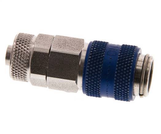 Acero inoxidable DN 5 Acoplamiento de aire azul Toma 6x8 mm Tuerca de unión Doble cierre