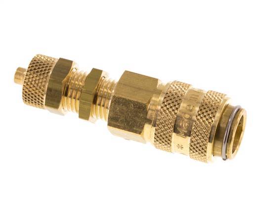 Acoplamiento de aire de latón DN 5 Tuerca de unión de 4x6 mm Pasamuros