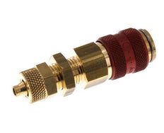 Latón DN 5 Rojo Acoplamiento de Aire Toma 4x6 mm Tuerca de Unión Pasamuros Doble Cierre