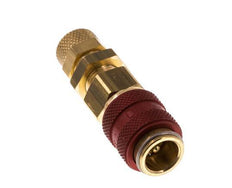 Latón DN 5 Rojo Acoplamiento de Aire Toma 4x6 mm Tuerca de Unión Pasamuros Doble Cierre