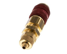 Latón DN 5 Rojo Acoplamiento de Aire Toma 4x6 mm Tuerca de Unión Pasamuros Doble Cierre