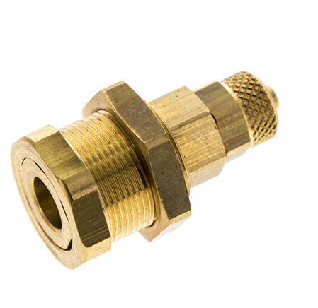 Latón DN 5 Acoplamiento de aire Enchufe 4x6 mm Unión Tuerca Pasamuros Pull-Off Doble Cierre