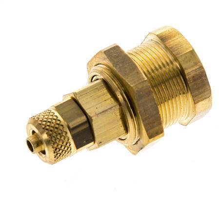 Latón DN 5 Acoplamiento de aire Enchufe 4x6 mm Unión Tuerca Pasamuros Pull-Off Doble Cierre