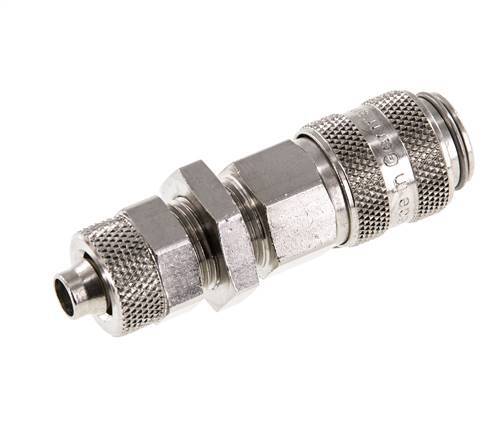 Latón niquelado DN 5 Racor de acoplamiento de aire Tuerca de unión 6x8 mm Pasamuros
