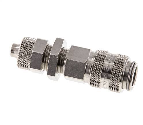 Latón niquelado DN 5 Racor de acoplamiento de aire Tuerca de unión 6x8 mm Pasamuros