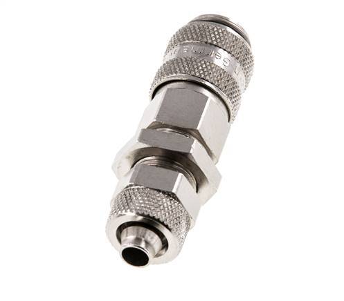 Latón niquelado DN 5 Racor de acoplamiento de aire Tuerca de unión 6x8 mm Pasamuros