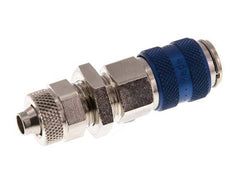 Latón niquelado DN 5 Azul Racor de acoplamiento de aire 6x8 mm Tuerca de unión Pasamuros
