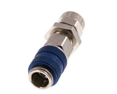 Latón niquelado DN 5 Azul Racor de acoplamiento de aire 6x8 mm Tuerca de unión Pasamuros