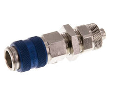 Latón niquelado DN 5 Azul Racor de acoplamiento de aire 6x8 mm Tuerca de unión Pasamuros