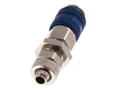 Latón niquelado DN 5 Azul Racor de acoplamiento de aire 6x8 mm Tuerca de unión Pasamuros