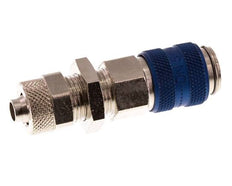 Latón niquelado DN 5 Azul Racor de acoplamiento de aire Tuerca de unión 6x8 mm Mampara de cierre doble
