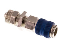 Latón niquelado DN 5 Azul Racor de acoplamiento de aire Tuerca de unión 6x8 mm Mampara de cierre doble