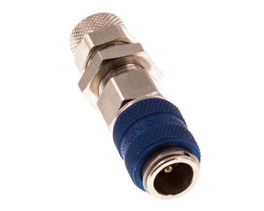Latón niquelado DN 5 Azul Racor de acoplamiento de aire Tuerca de unión 6x8 mm Mampara de cierre doble