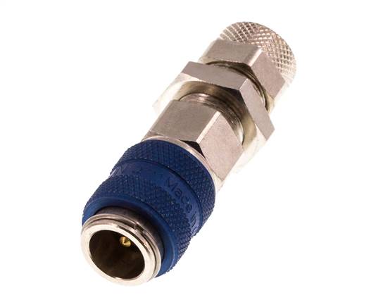 Latón niquelado DN 5 Azul Racor de acoplamiento de aire Tuerca de unión 6x8 mm Mampara de cierre doble