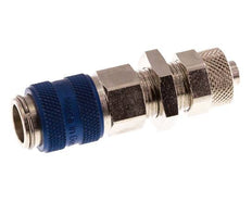 Latón niquelado DN 5 Azul Racor de acoplamiento de aire Tuerca de unión 6x8 mm Mampara de cierre doble