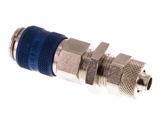 Latón niquelado DN 5 Azul Racor de acoplamiento de aire Tuerca de unión 6x8 mm Mampara de cierre doble