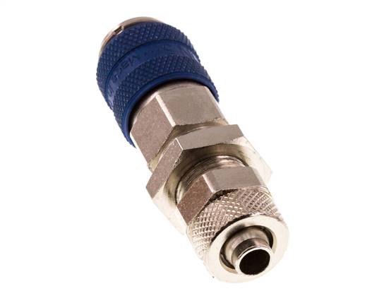 Latón niquelado DN 5 Azul Racor de acoplamiento de aire Tuerca de unión 6x8 mm Mampara de cierre doble