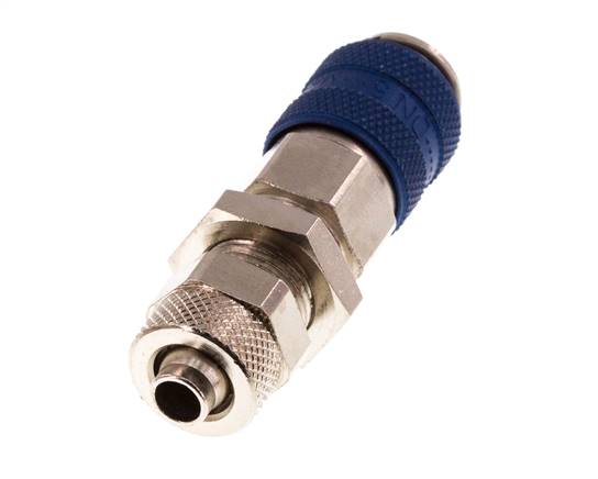 Latón niquelado DN 5 Azul Racor de acoplamiento de aire Tuerca de unión 6x8 mm Mampara de cierre doble