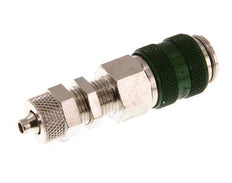 Latón niquelado DN 5 Verde Racor de acoplamiento de aire 4x6 mm Tuerca de unión Pasamuros