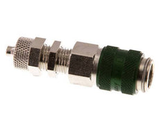 Latón niquelado DN 5 Verde Racor de acoplamiento de aire 4x6 mm Tuerca de unión Pasamuros