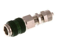 Latón niquelado DN 5 Verde Racor de acoplamiento de aire 4x6 mm Tuerca de unión Pasamuros